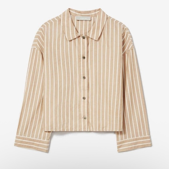 Everlane Other - Everlane The Woven P.J. Top Cotton Brown White Stripes multiple sizes
